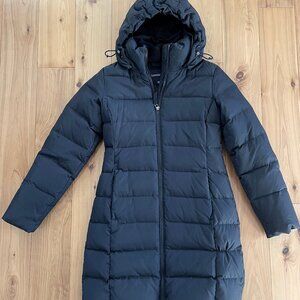 Lands' End * Women's Long Down Coat * Detachable Hood * Black * Size XXS (00)
